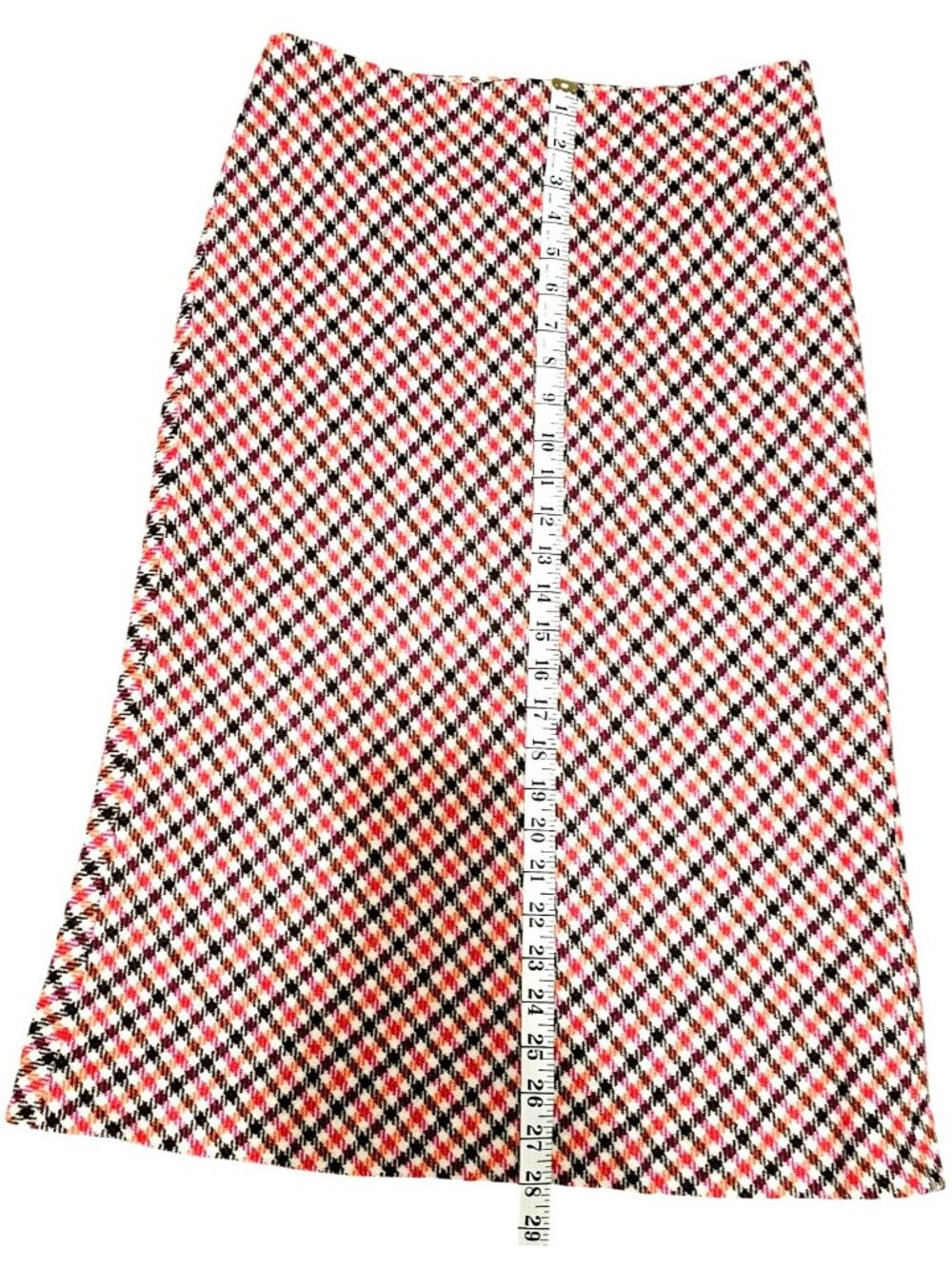 Talbots Womens Size 4 Wool Blend Plaid Button-Front Midi Skirt In Pink & Orange - Picture 10 of 10
